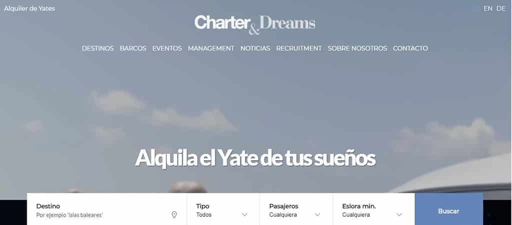 Pantallazo web de Charter & Dreams