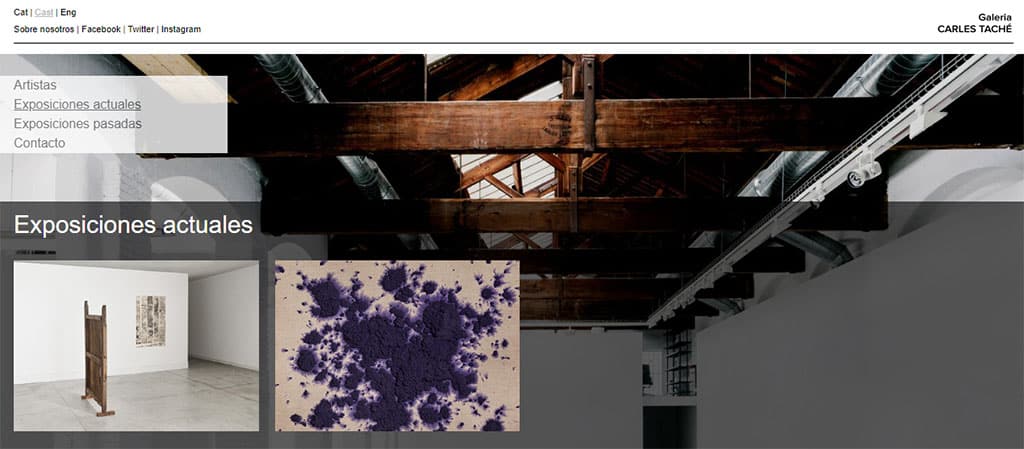Captura de pantalla de la web de la galería Carles Taché